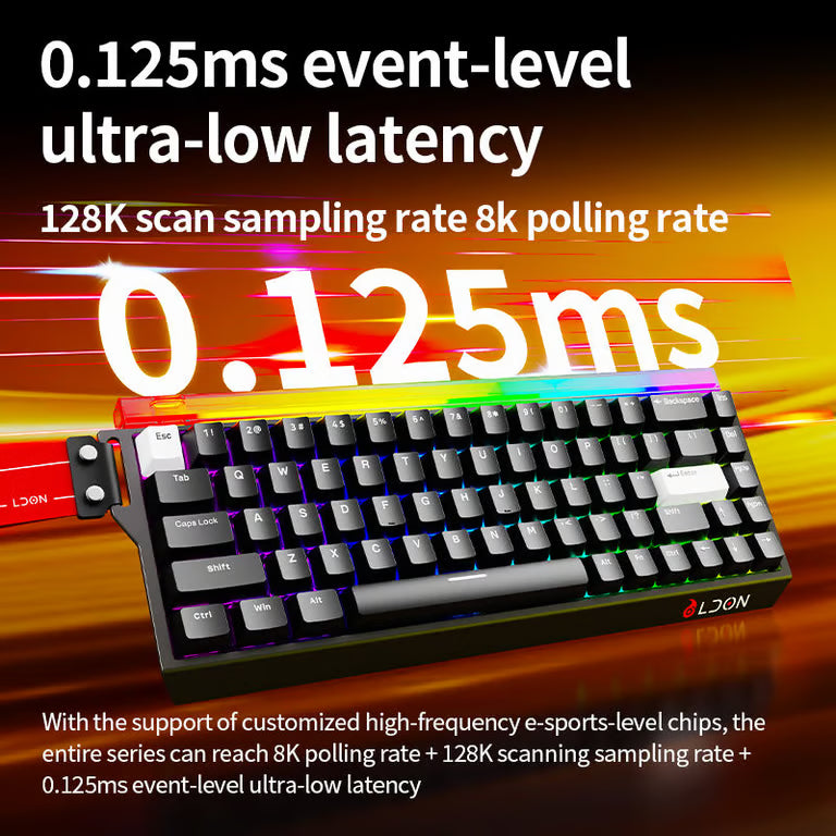 LDON Mide68 Pro 65% Hall Effect Keyboard – Wired, Rapid Trigger, 8K Polling, RGB Lightbox | Amber Pro Magnetic