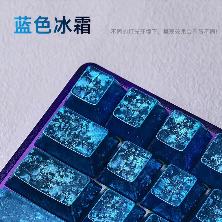 Luminous Metal Blue OEM Profile Keycaps – 98 Keys Side-Printed Shine-Through