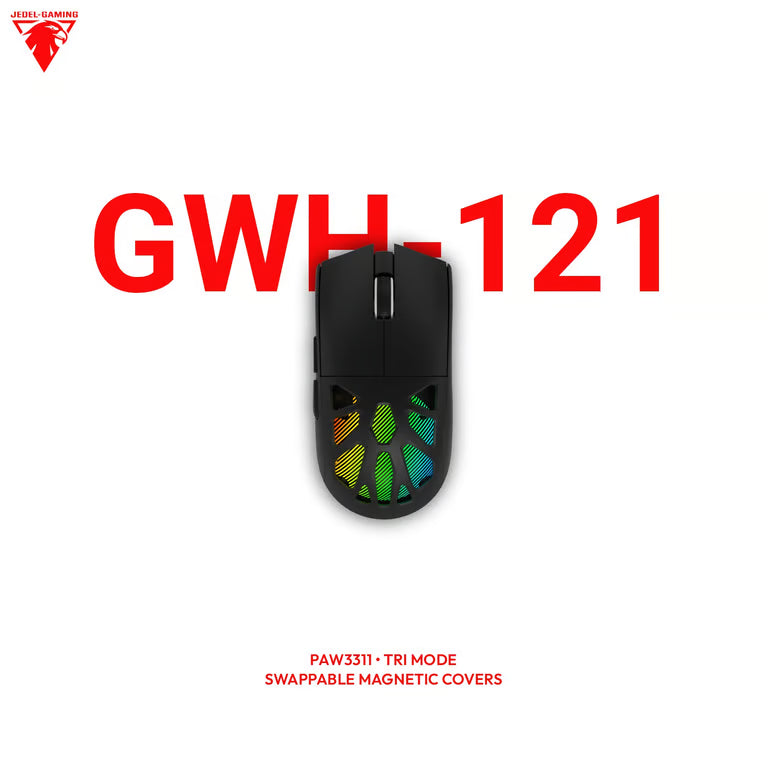 Jedel GWH-121 Wireless Gaming Mouse – Swappable Magnetic RGB Covers, Skeletal Shell & PAW3311 Sensor