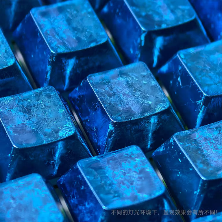 Luminous Metal Blue OEM Profile Keycaps – 98 Keys Side-Printed Shine-Through