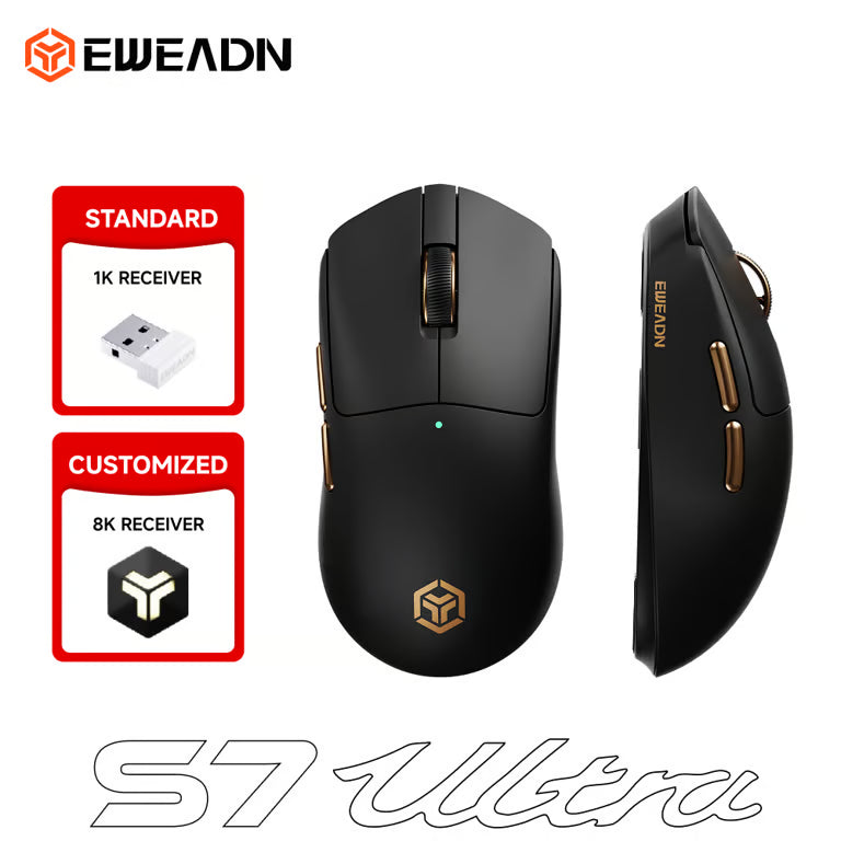 Eweadn S7 Ultra Wireless Gaming Mouse – PAW3950 + 8K Polling, 52g Solid Chassis | Tri-Mode