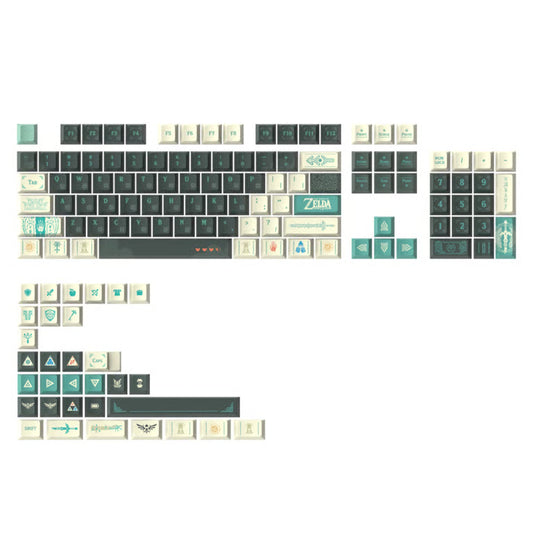Legend of Zelda: Tears of the Kingdom Keycap Set – 130-Key Cherry Profile Dye-Sub | Dark Green & Teal