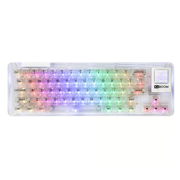 KiiBOOM Phantom 64 Tri-Mode Mechanical Keyboard – 60% Full Acrylic Gasket Mount with LCD Screen [OPEN BOX]