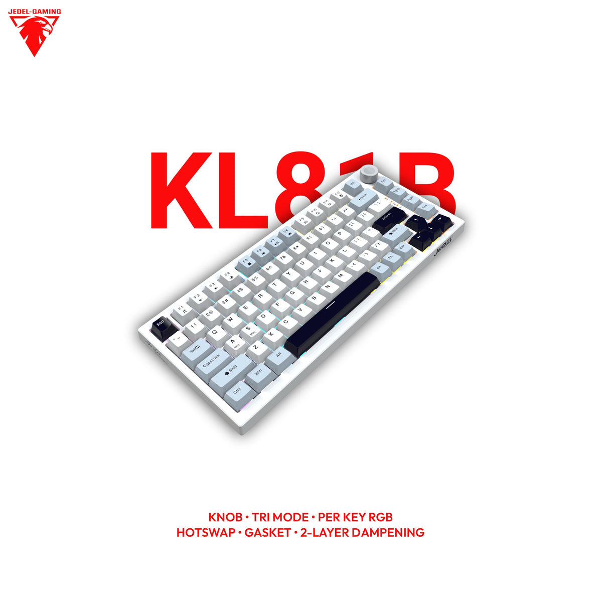 Jedel KL81B Wireless 75% Mechanical Keyboard – Gasket Mount, Per-Key RGB & Volume Knob | Tri-Mode