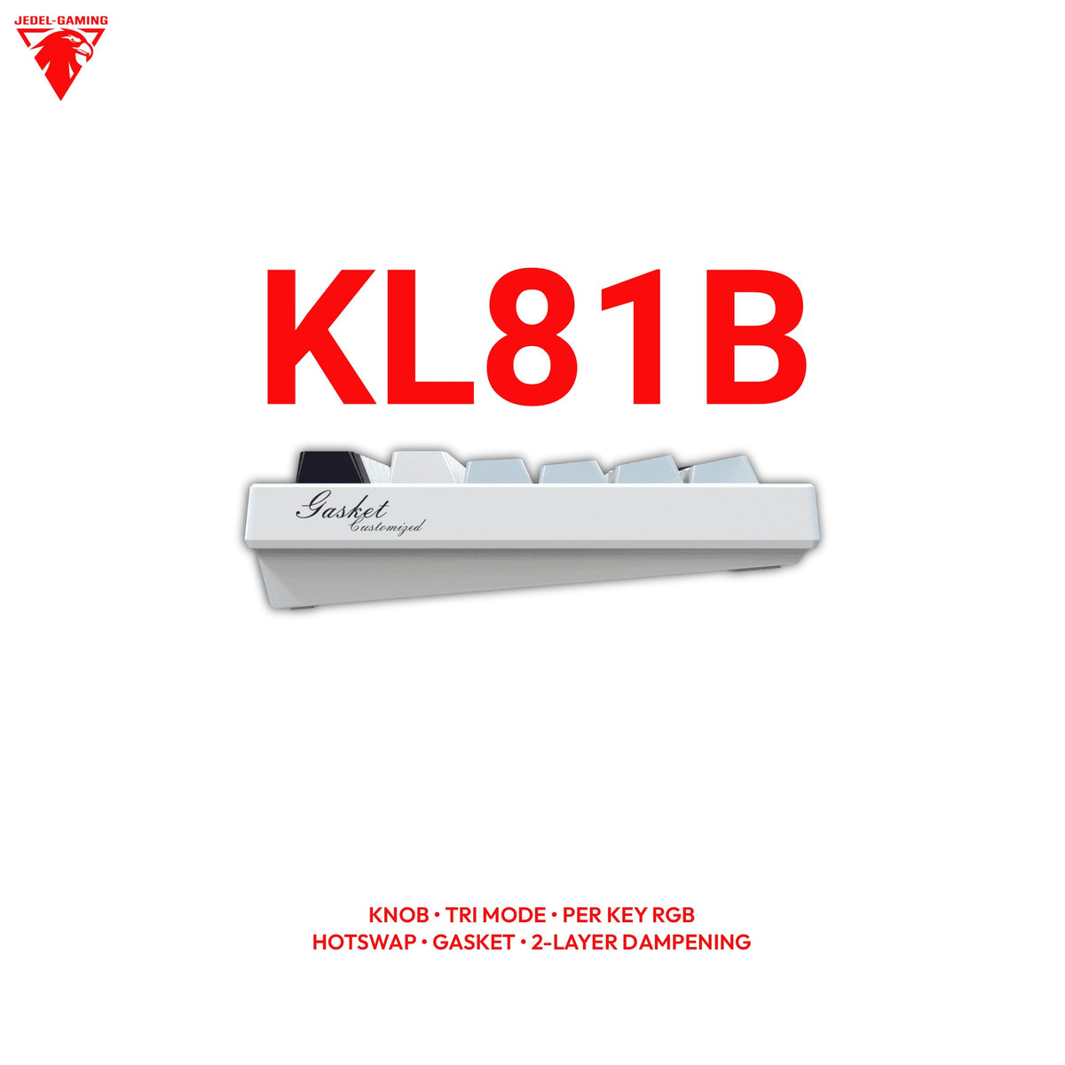 Jedel KL81B Wireless 75% Mechanical Keyboard – Gasket Mount, Per-Key RGB & Volume Knob | Tri-Mode