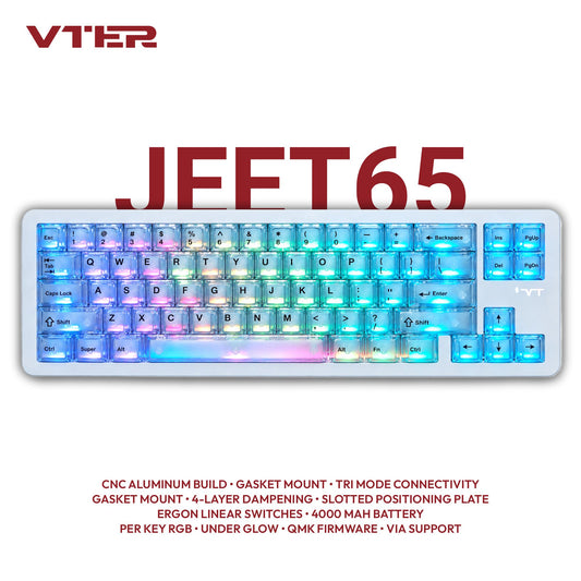 VTER Jeet65 65% Tri-Mode Mechanical Keyboard – CNC Aluminum Gasket Mount, Hot-Swap & QMK/VIA | Ergon Linear
