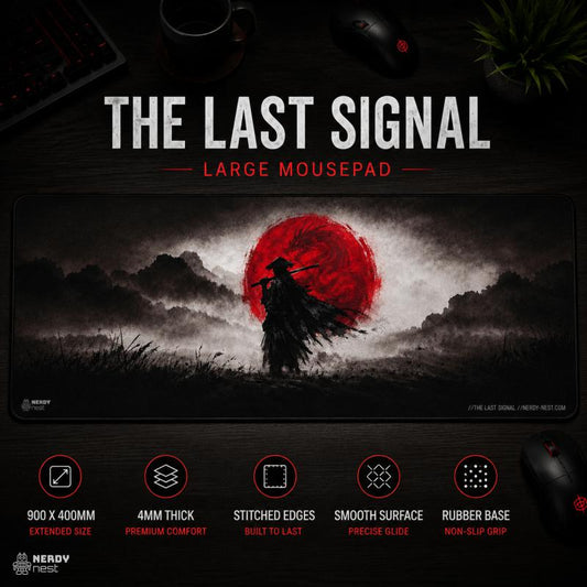 The Last Signal Desk Mat – Nerdy Nest Original Design | 900 × 400mm Extended Gaming Mousepad