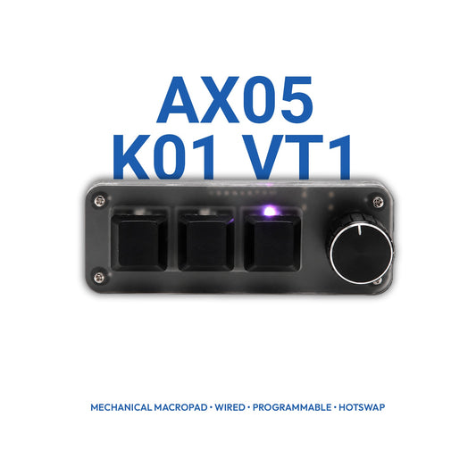 3-Key Mechanical Macropad with Knob – Acrylic Build, Hot-Swap & Per-Key RGB | AX05 K03 VT1
