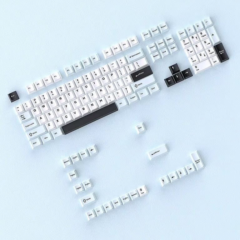 Glacier Blue Keycap Set – 126-Key Cherry Profile PBT Double-Shot | White, Light Blue & Black