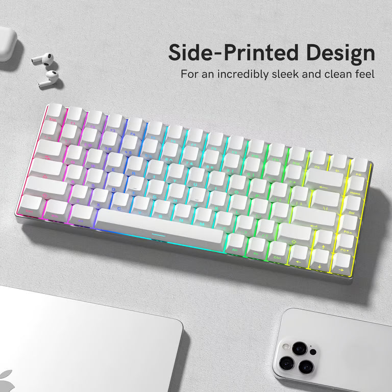 Side-Printed Shine-Through Keycap Set – 123-Key Cherry Profile PBT, Backlit | Black & White