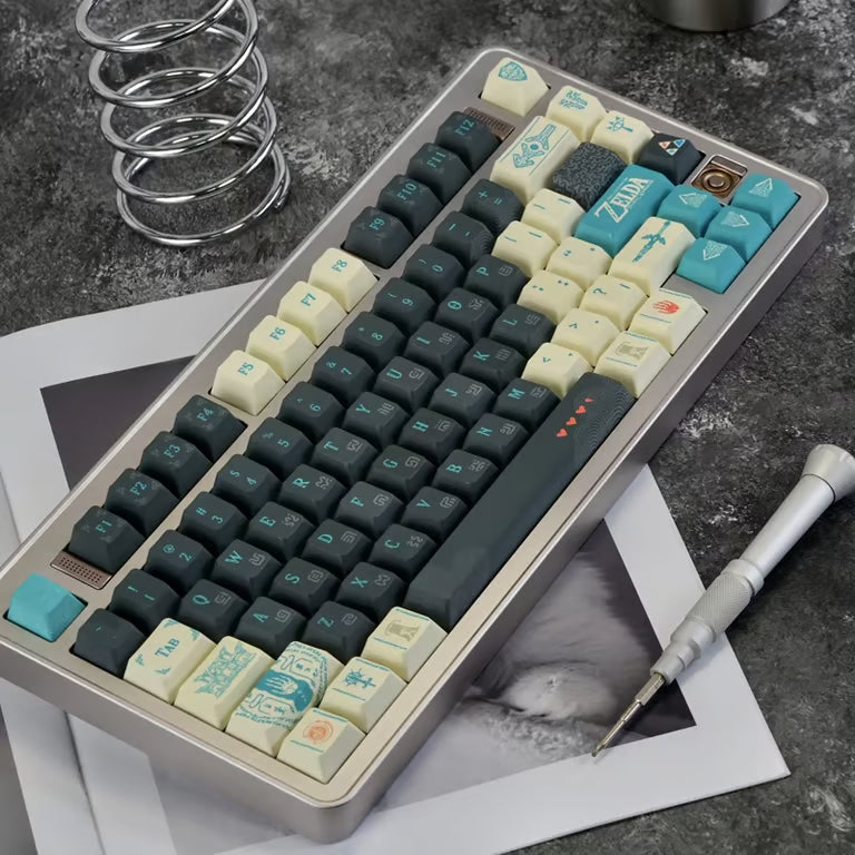 Legend of Zelda: Tears of the Kingdom Keycap Set – 130-Key Cherry Profile Dye-Sub | Dark Green & Teal