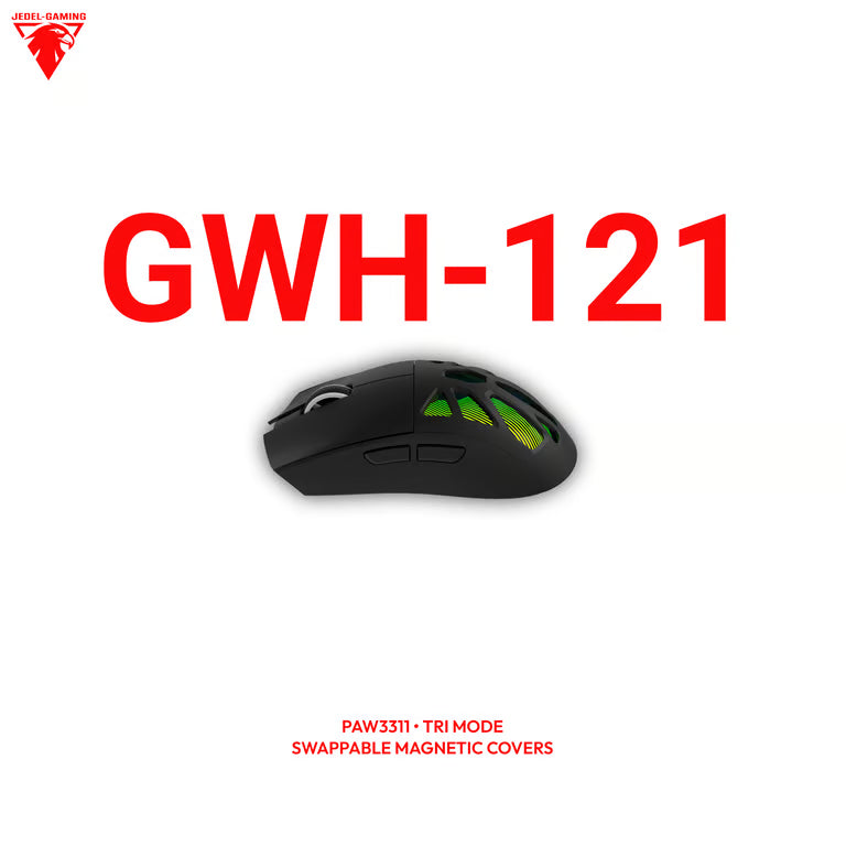 Jedel GWH-121 Wireless Gaming Mouse – Swappable Magnetic RGB Covers, Skeletal Shell & PAW3311 Sensor