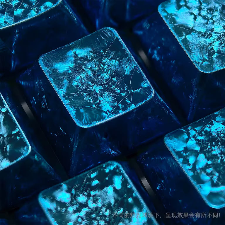 Luminous Metal Blue OEM Profile Keycaps – 98 Keys Side-Printed Shine-Through