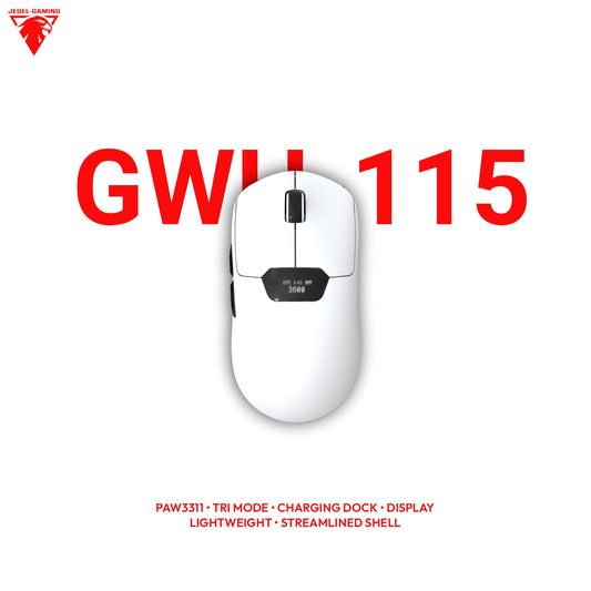 Jedel GWH-115 Wireless Gaming Mouse – Streamlined Shell, On-Board DPI Display & RGB Charging Dock | PAW3311