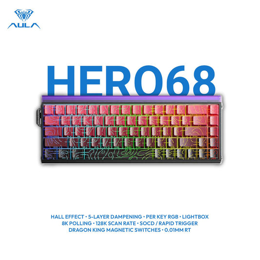 Aula Hero68 HE 65% Hall Effect Keyboard – Wired, Metal Plate, Rapid Trigger & 8K Polling | Dragon King Magnetic