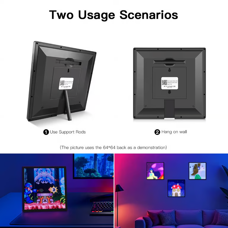 iDotMatrix LED Pixel Display – Bluetooth App-Controlled Pixel Art Screen, Clock & Scoreboard | 16×16 / 32×32 / 64×64