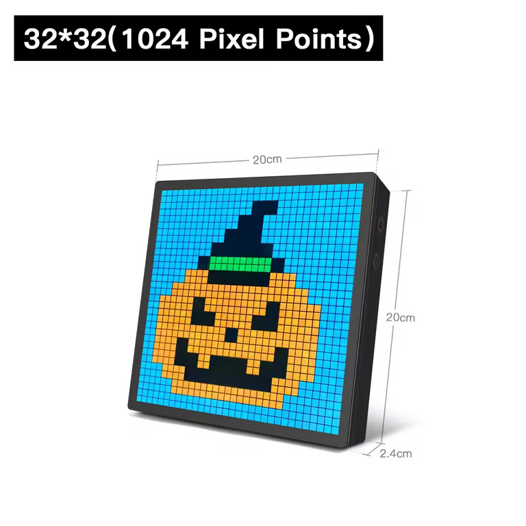 iDotMatrix LED Pixel Display – Bluetooth App-Controlled Pixel Art Screen, Clock & Scoreboard | 16×16 / 32×32 / 64×64