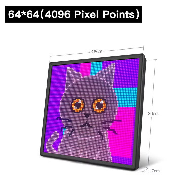 iDotMatrix LED Pixel Display – Bluetooth App-Controlled Pixel Art Screen, Clock & Scoreboard | 16×16 / 32×32 / 64×64