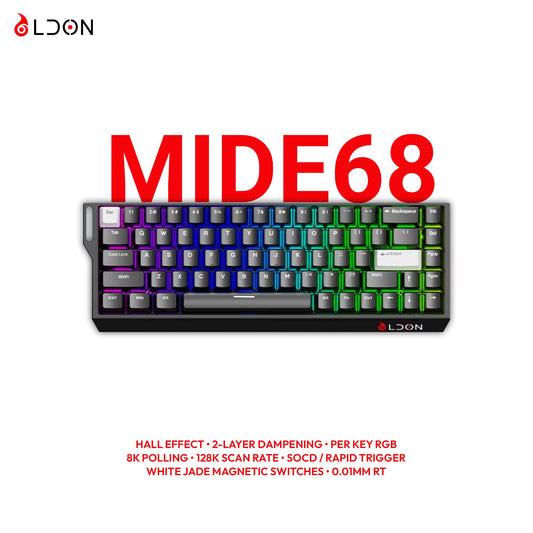 LDON Mide68 65% Hall Effect Keyboard – Wired, Rapid Trigger, 8K Polling & 128K Scan Rate | Amber Pro Magnetic