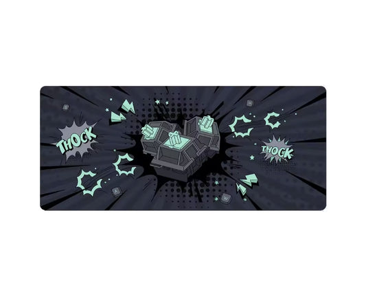 Thock Switch Large Mousepad – 900x400mm | Gray, Stitched Edges, Smooth Control Surface