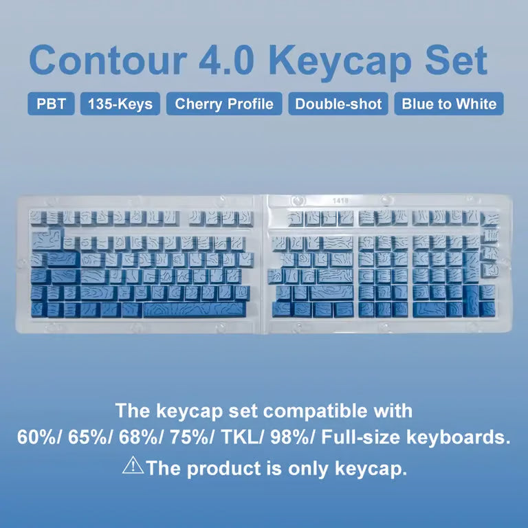 Contour Light Gradient Keycap Set – 135-Key Cherry Profile PBT Double-Shot, Shine-Through Contour Design