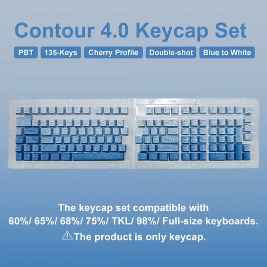 Contour Light Gradient Keycap Set – 135-Key Cherry Profile PBT Double-Shot, Shine-Through Contour Design