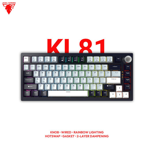 Jedel KL81 75% Mechanical Keyboard – Gasket Mount, Knob & Hot-Swap | Wired, Drinkey Red Linear