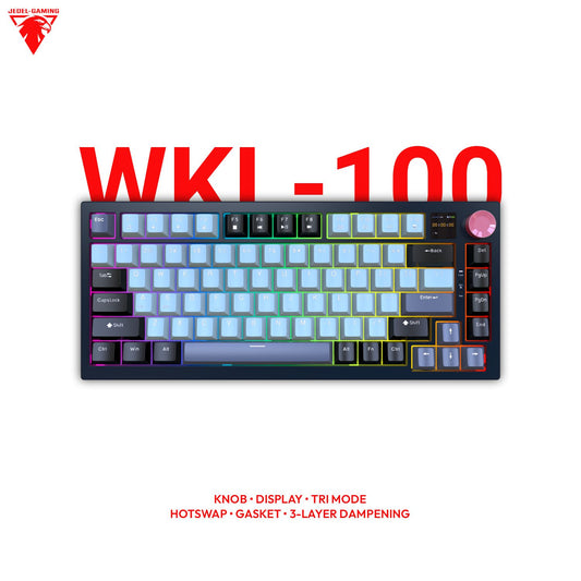 Jedel WKL100 75% Wireless Mechanical Keyboard – Tri-Mode, Gasket Mount, Knob & Display | Philikey Pink Cloud