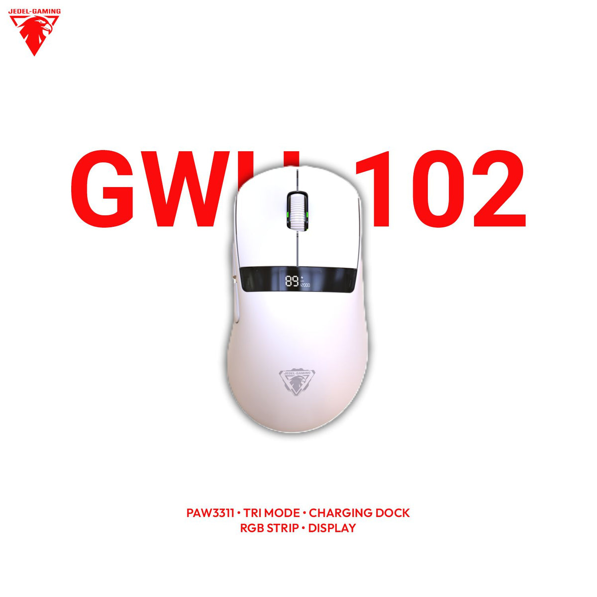 Jedel GWH-102 Wireless Gaming Mouse – Tri-Mode, On-Board Display & Charging Dock | PAW3311