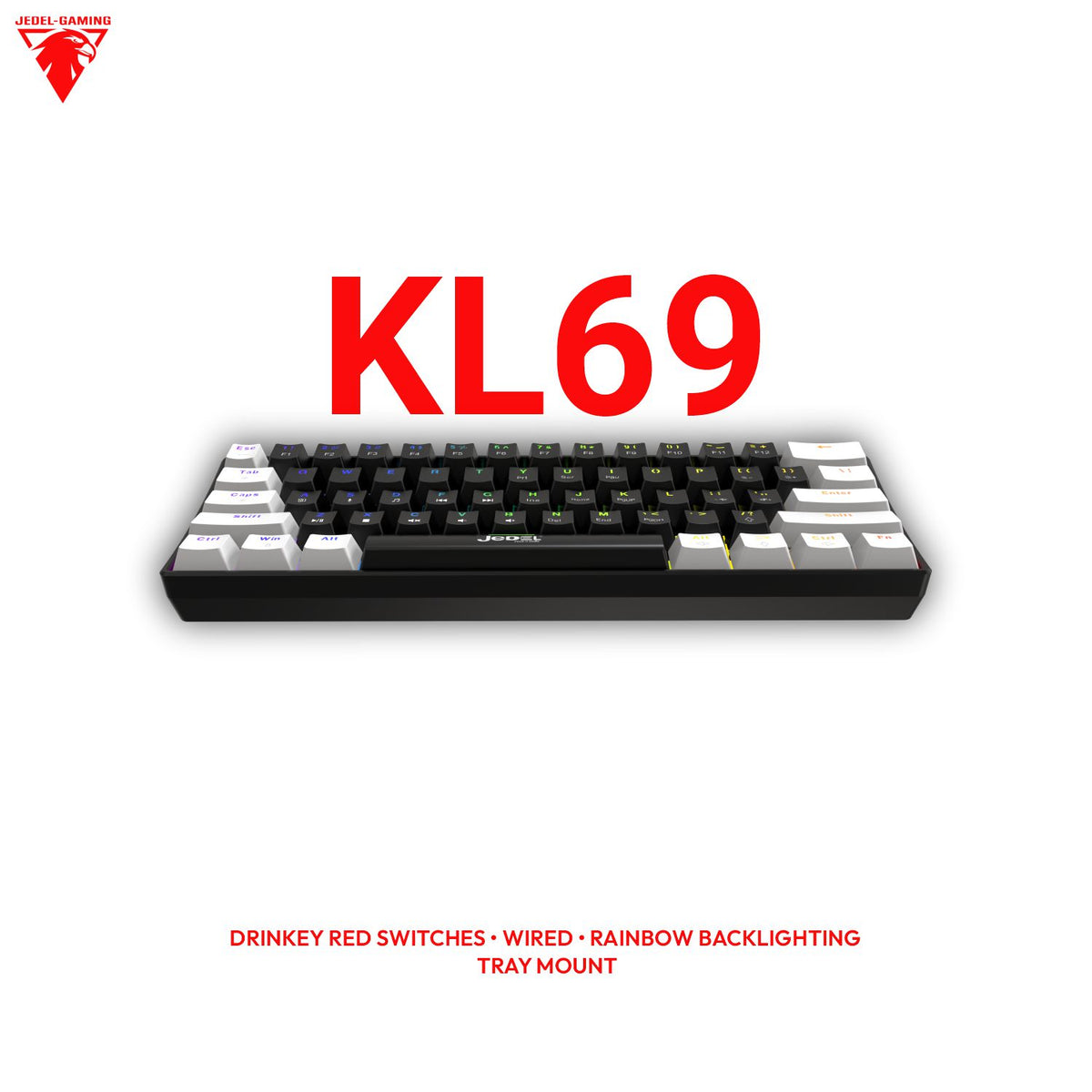 Jedel KL69 60% Mechanical Keyboard – Wired, RGB Backlit, Drinkey Red Linear | Entry-Level