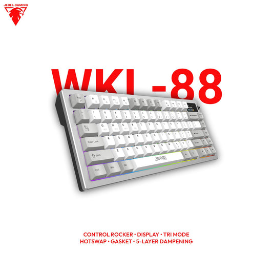 Jedel WKL88 Wireless Mechanical Keyboard – Gasket Mount, TFT Display & Volume Rocker | White Knight